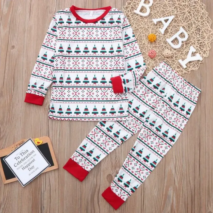 Christmas round collar printed parent-child suit with Pet Dog Clothes