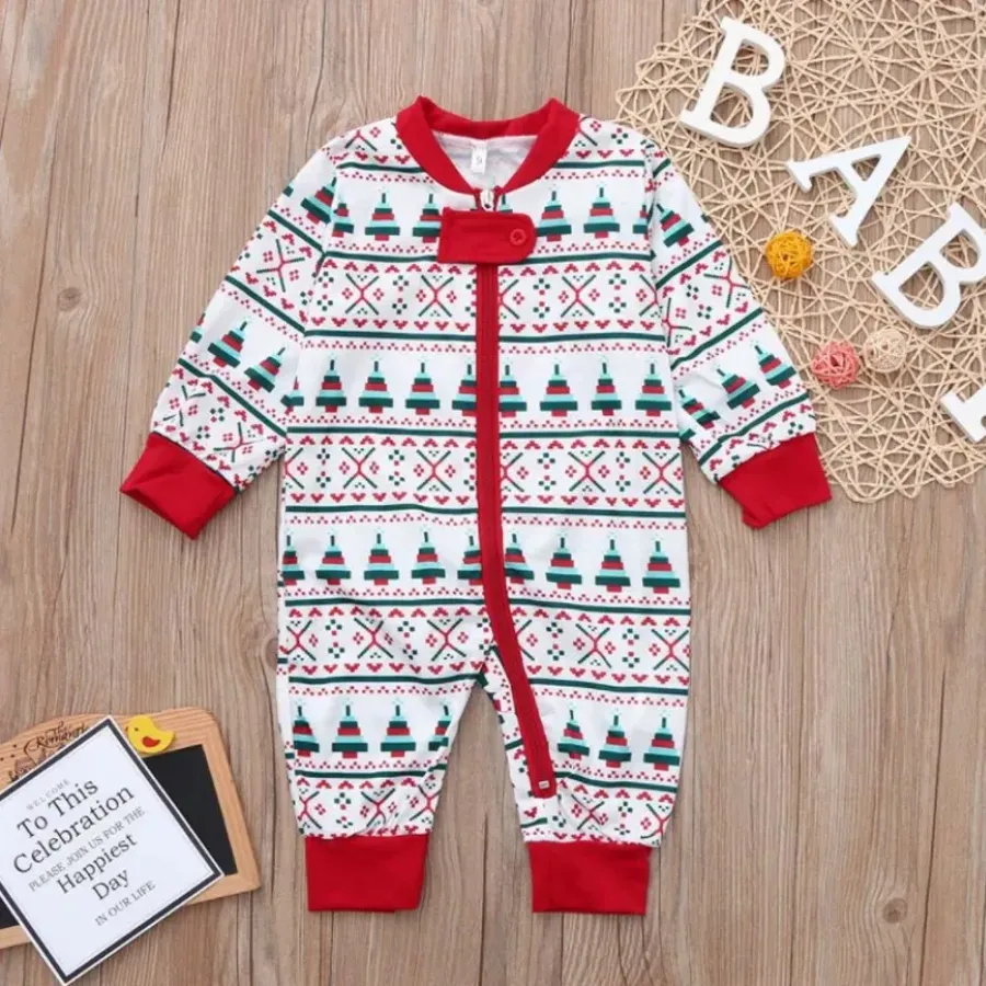 Christmas round collar printed parent-child suit with Pet Dog Clothes