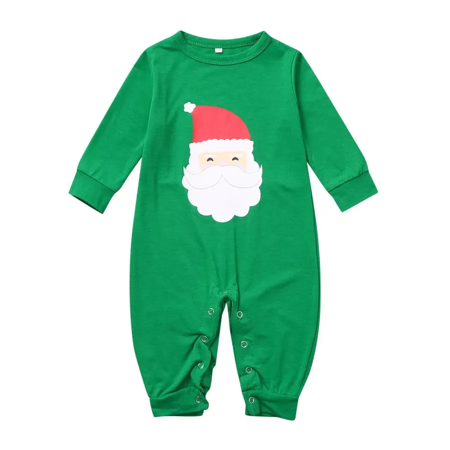 Christmas Santa Print Top and Stripe Pants Family Matching Pajamas Set