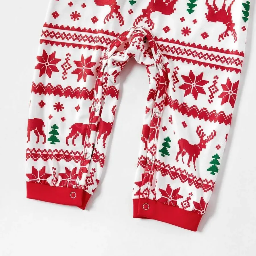 Christmas Reindeer and Snowflake Patterned Family Matching Pajamas Set