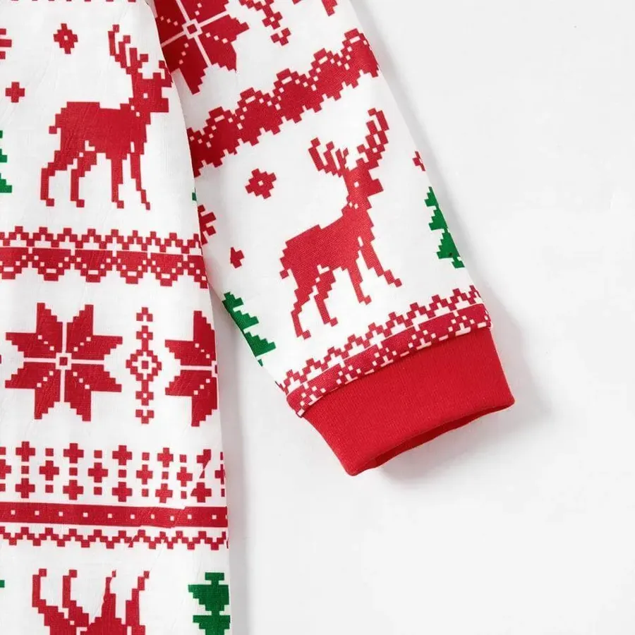 Christmas Reindeer and Snowflake Patterned Family Matching Pajamas Set