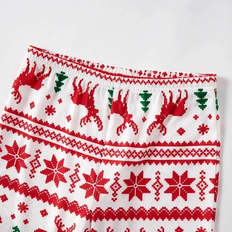 Christmas Reindeer and Snowflake Patterned Family Matching Pajamas Set