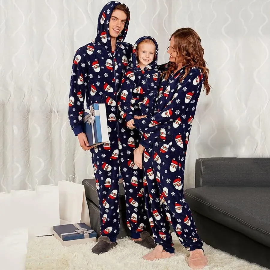 Santa Hooded Onesies Family Matching with Pet Dog Clothes