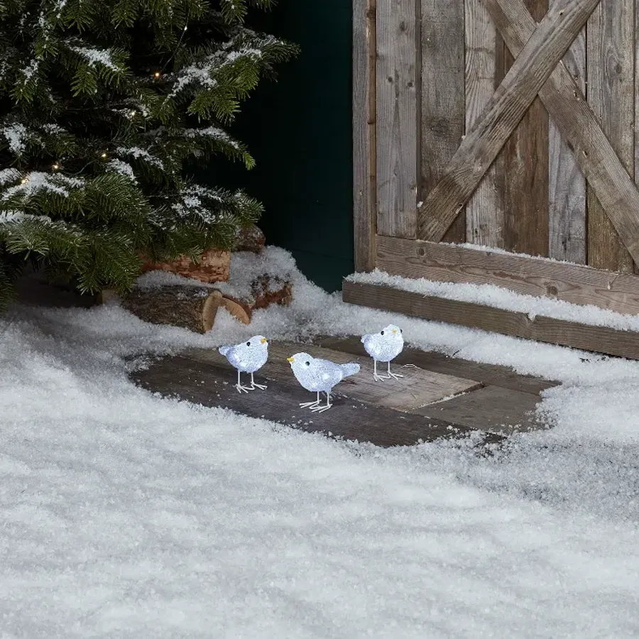 Set of 3 Acrylic Bird Christmas Figures