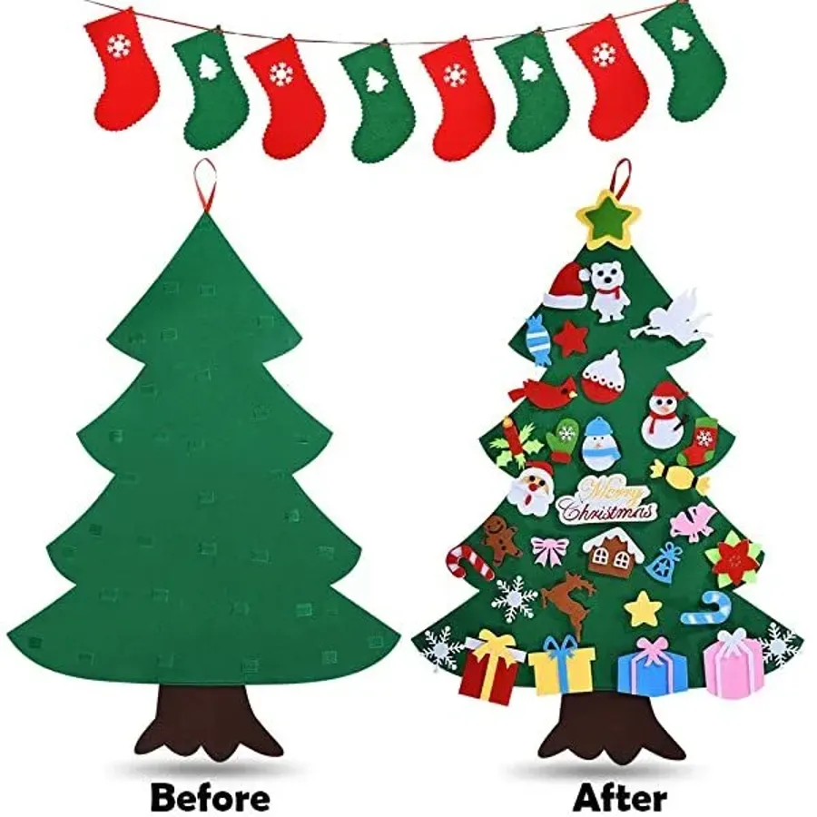 Christmas - 4Ft Felt Christmas Tree Set With 33 Pcs Ornaments