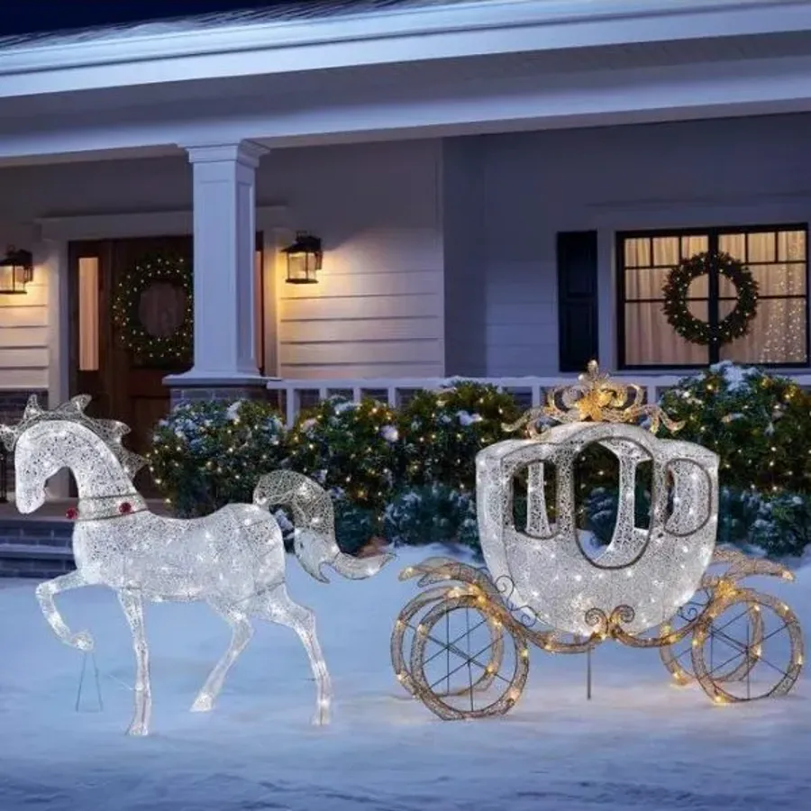 Christmas-180 Light Led Carriage With 43 In Led Horse