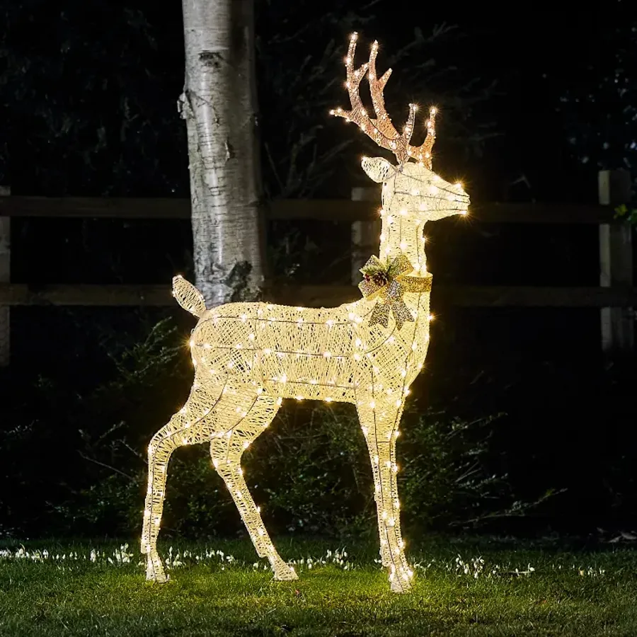 Harewood White Spun Cotton Stag Light Up Reindeer