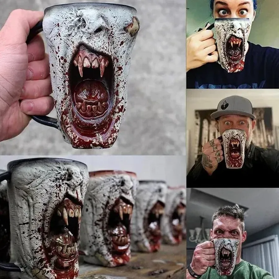 Gothic Vampire Half Face Mug Decoration-Halloween