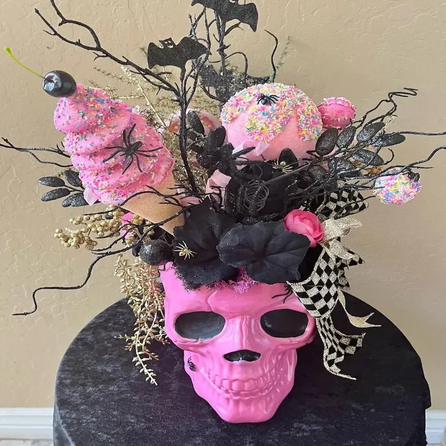 Pink skull centerpiece