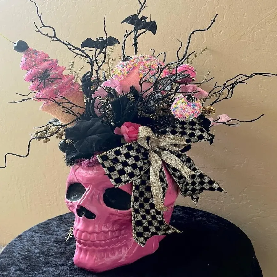 Pink skull centerpiece