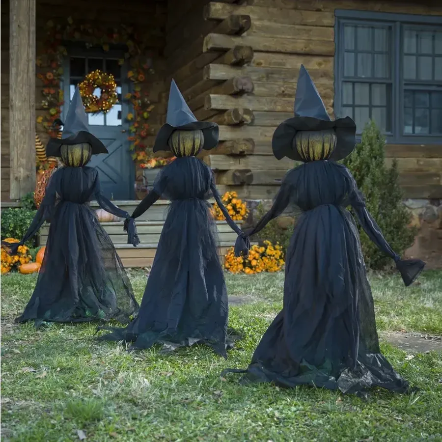 Lighted Halloween Witch Garden Stake (Set of 3)