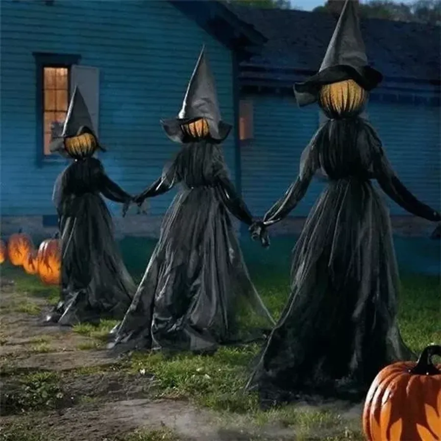 HOT SALE Happy HalloweenLighted Halloween Witch Decoration Set