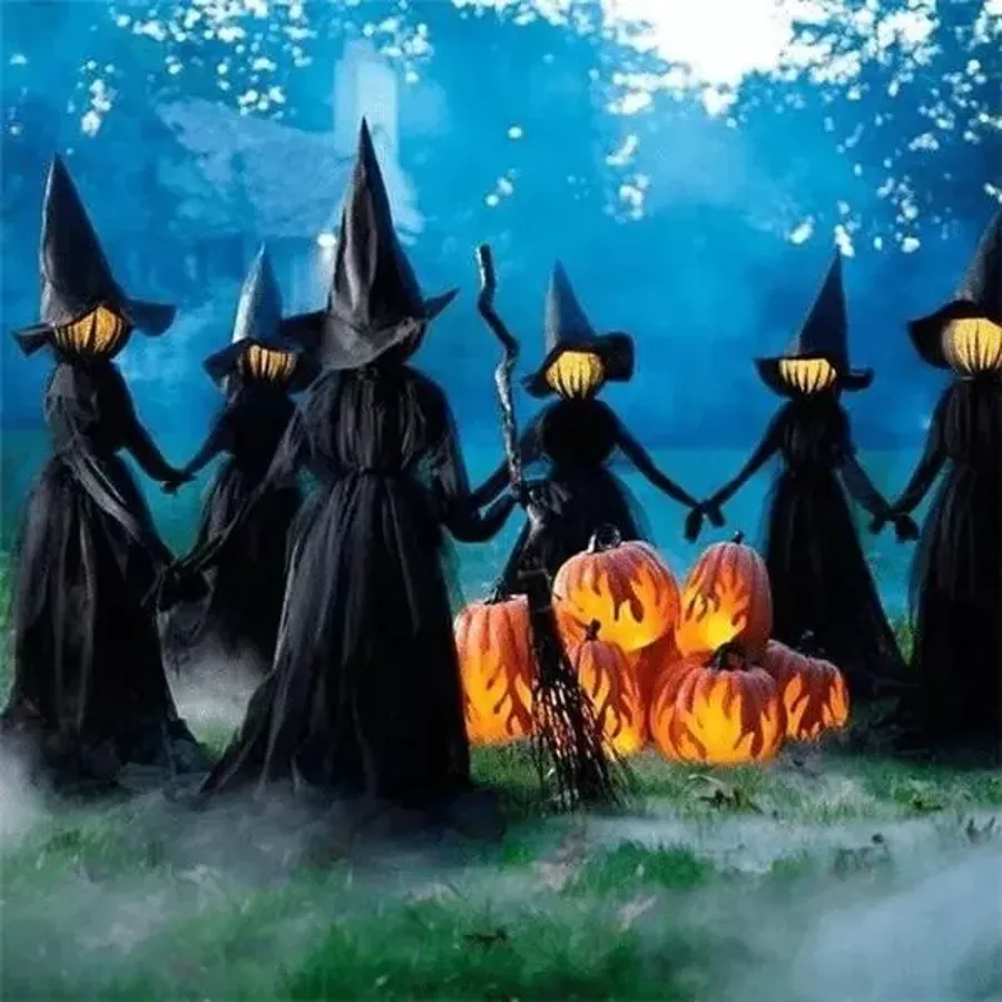 HOT SALE Happy HalloweenLighted Halloween Witch Decoration Set