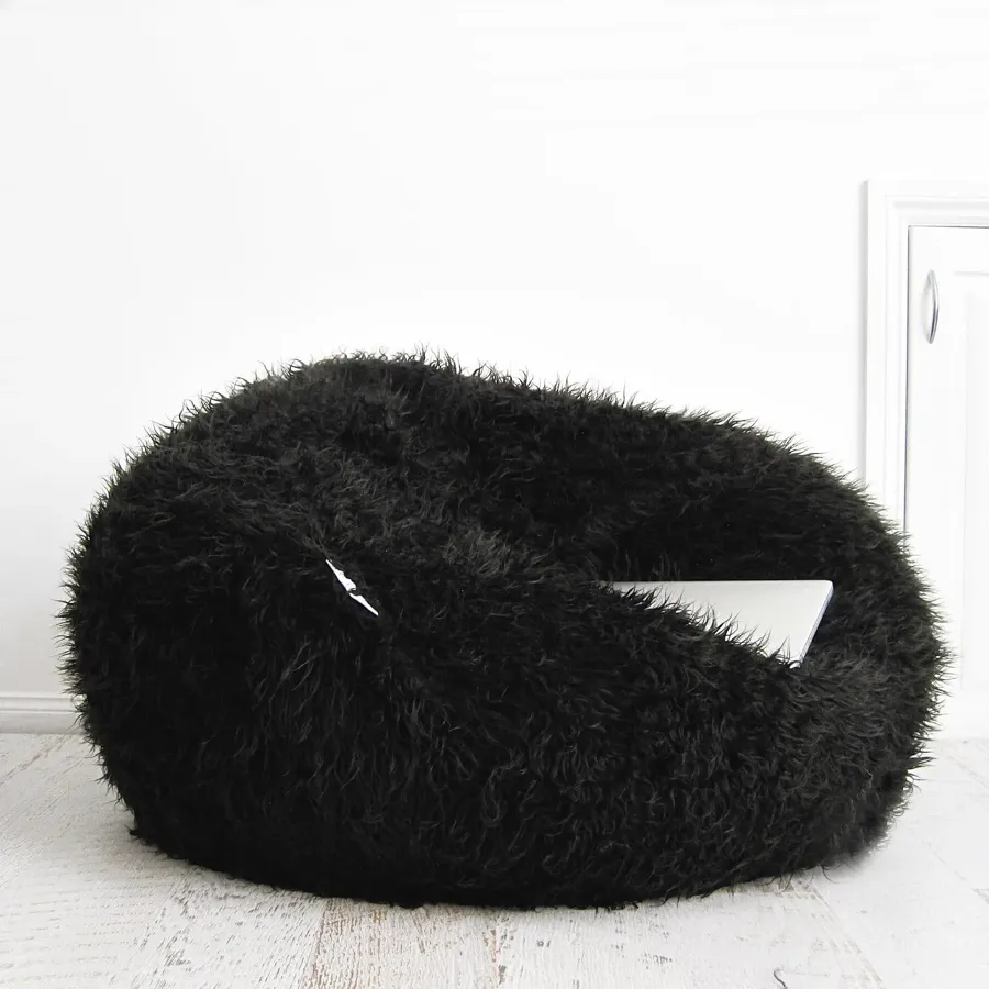 Fur Bean Bag - Black Polo