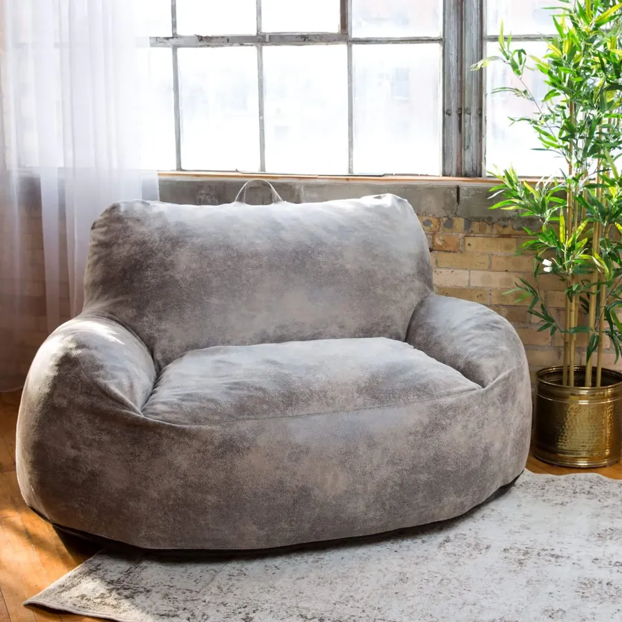 Vegan Leather Foam Filled Loveseat Ottoman