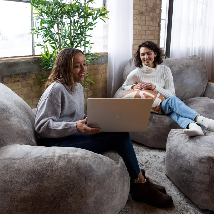 Vegan Leather Foam Filled Loveseat Ottoman