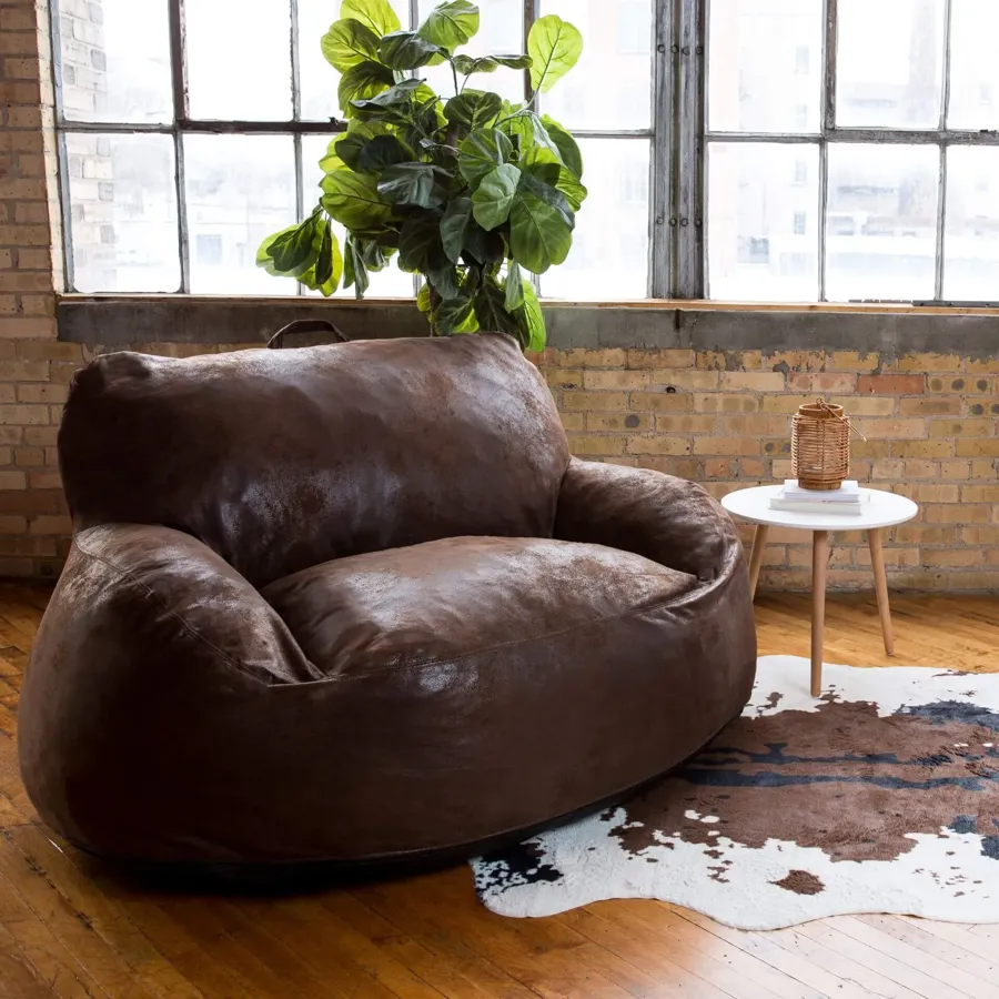 Vegan Leather Foam Filled Loveseat Ottoman