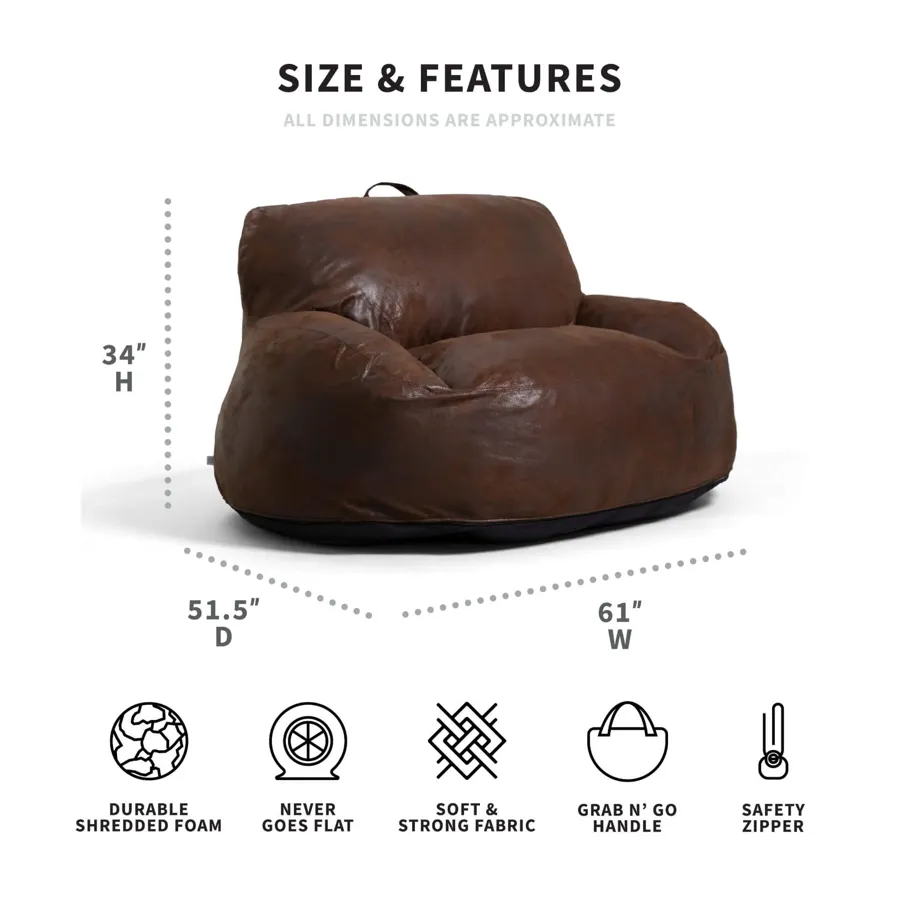 Vegan Leather Foam Filled Loveseat Ottoman