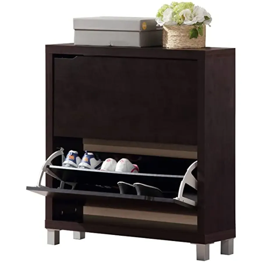 Modern Shoe Cabinet - Dark Brown