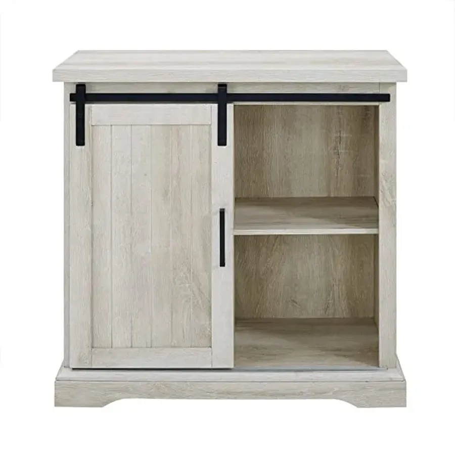 Modern Farmhouse Sliding Slat Door Storage Cabinet - White Oak