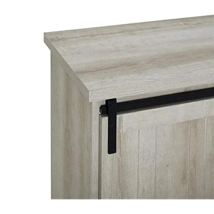 Modern Farmhouse Sliding Slat Door Storage Cabinet - White Oak