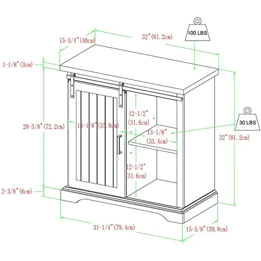 Modern Farmhouse Sliding Slat Door Storage Cabinet - White Oak