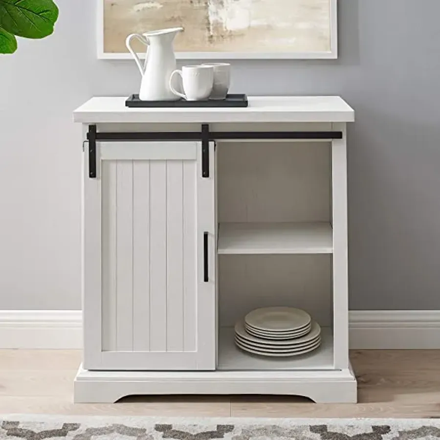 Modern Farmhouse Sliding Slat Door Storage Cabinet - White Oak