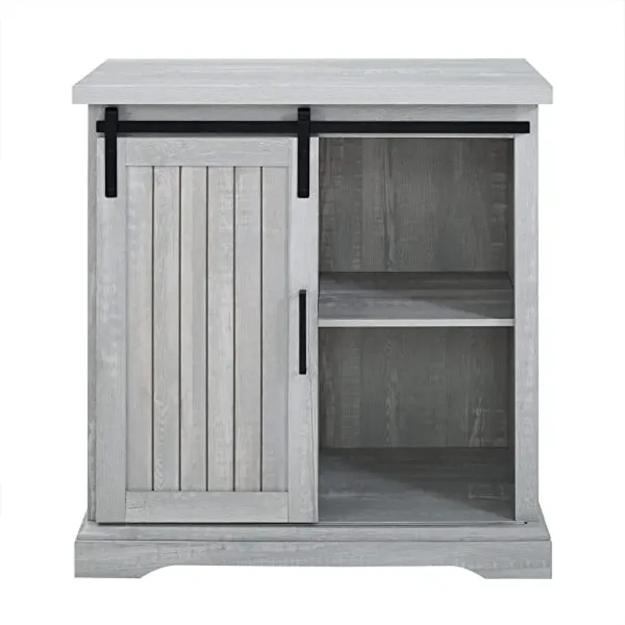 Modern Farmhouse Sliding Slat Door Storage Cabinet - White Oak