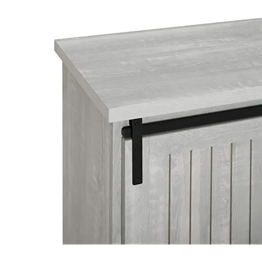 Modern Farmhouse Sliding Slat Door Storage Cabinet - White Oak