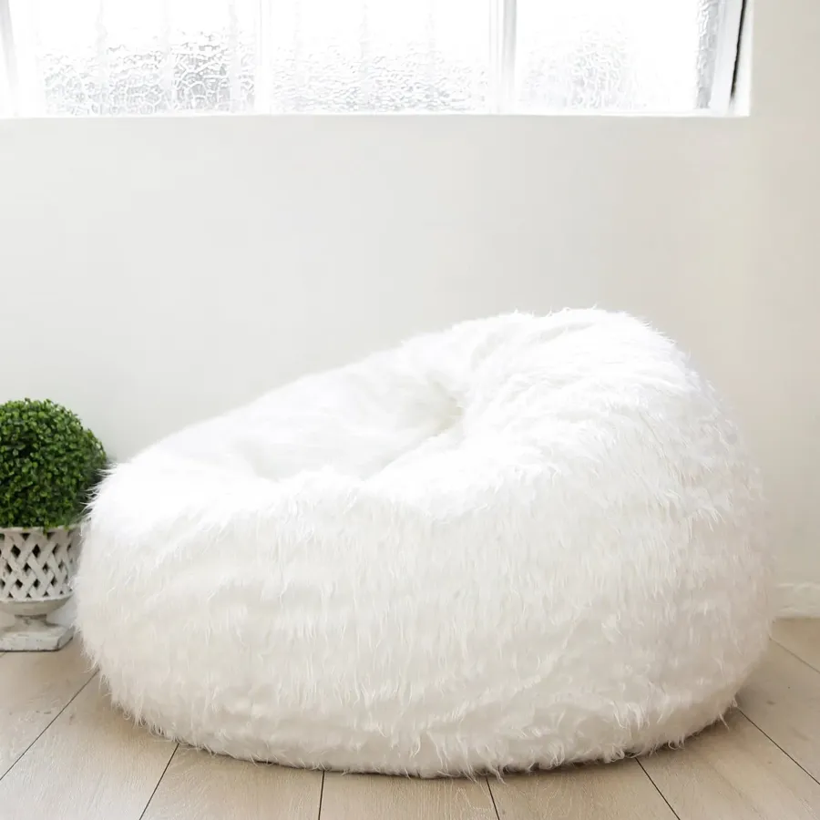 Fur Bean Bag - White Polo