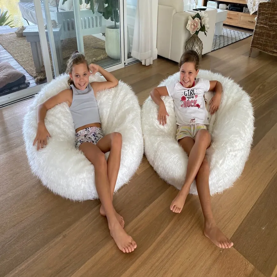 Fur Bean Bag - White Polo