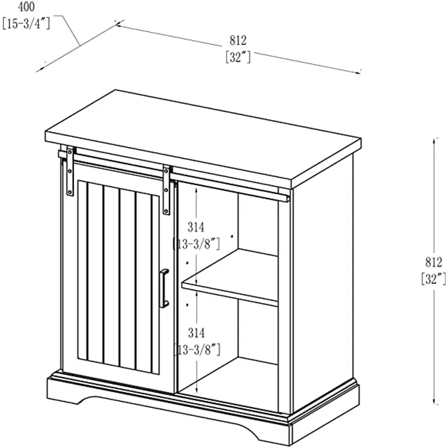 Modern Farmhouse Sliding Slat Door Storage Cabinet