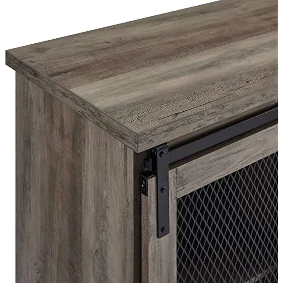 Modern Farmhouse Sliding Slat Door Storage Cabinet