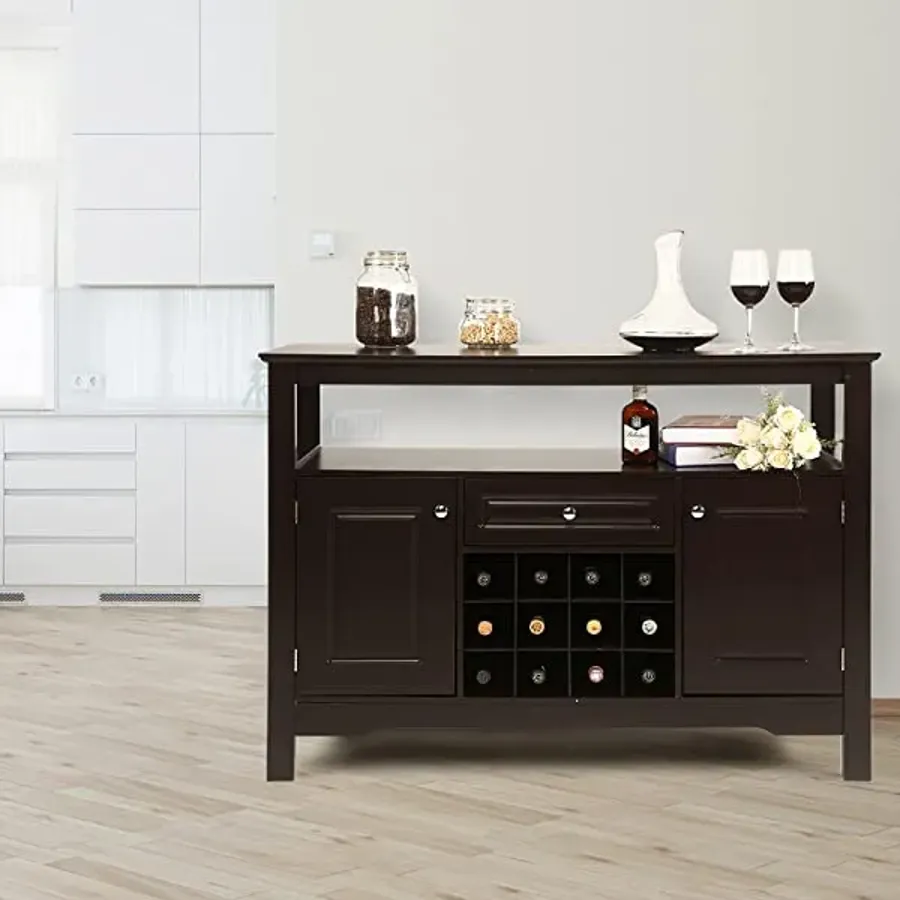 Sideboard Wine Cabinet with Drawers and 12-Bottle Wine Rack