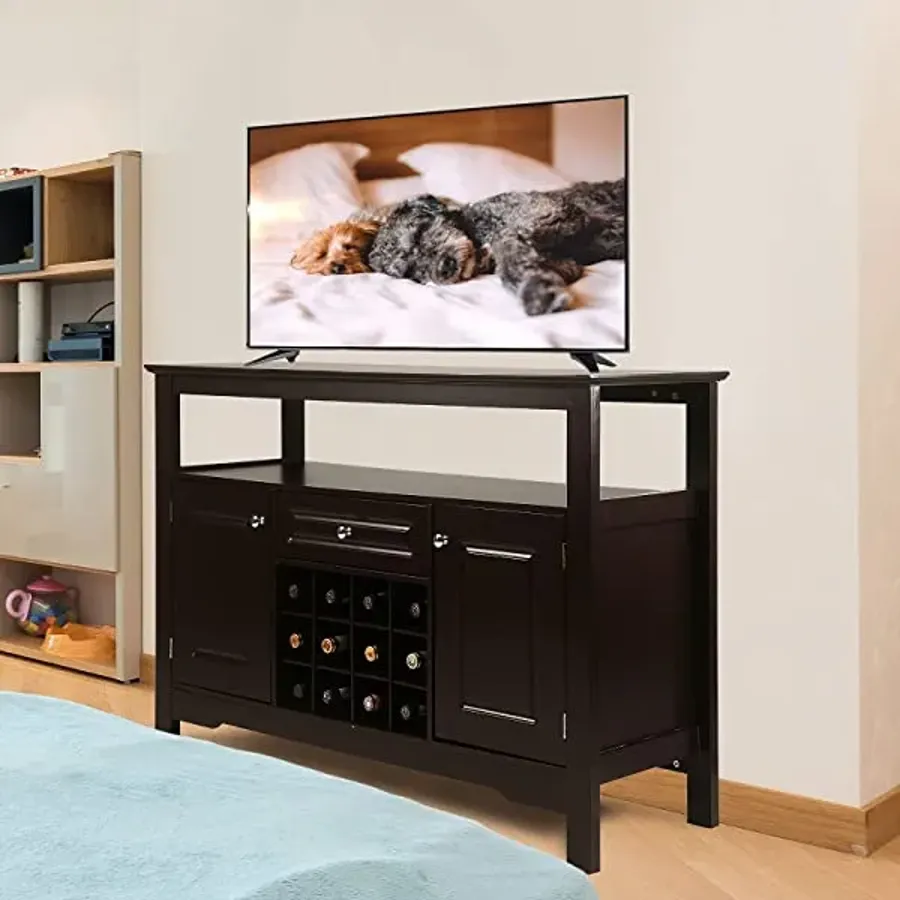 Sideboard Wine Cabinet with Drawers and 12-Bottle Wine Rack