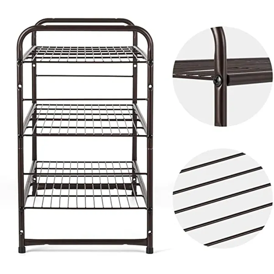 3-Tier Shoe Rack - Stackable and Adjustable Multi-Function