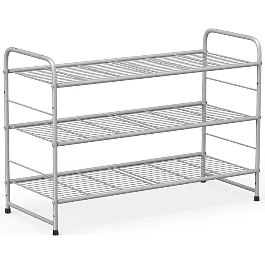 3-Tier Shoe Rack - Stackable and Adjustable Multi-Function