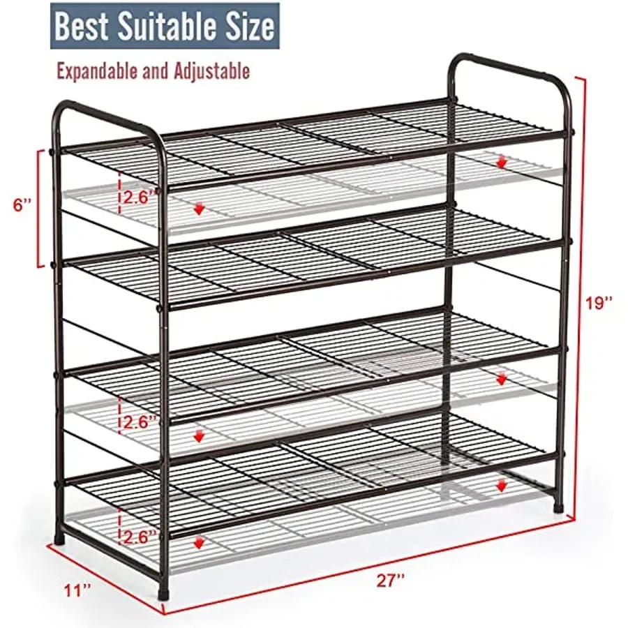 3-Tier Shoe Rack - Stackable and Adjustable Multi-Function