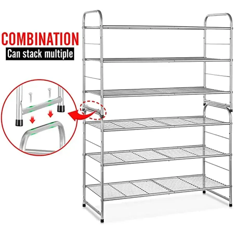 3-Tier Shoe Rack - Stackable and Adjustable Multi-Function