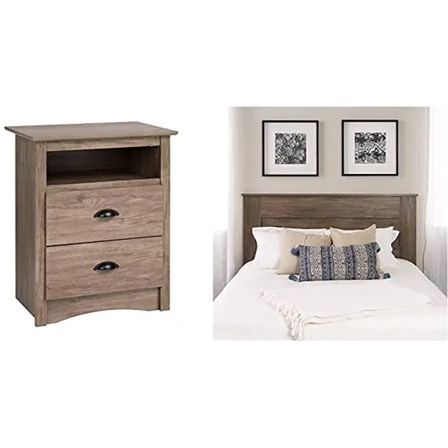 2 Drawer Nightstand with Open Shelf