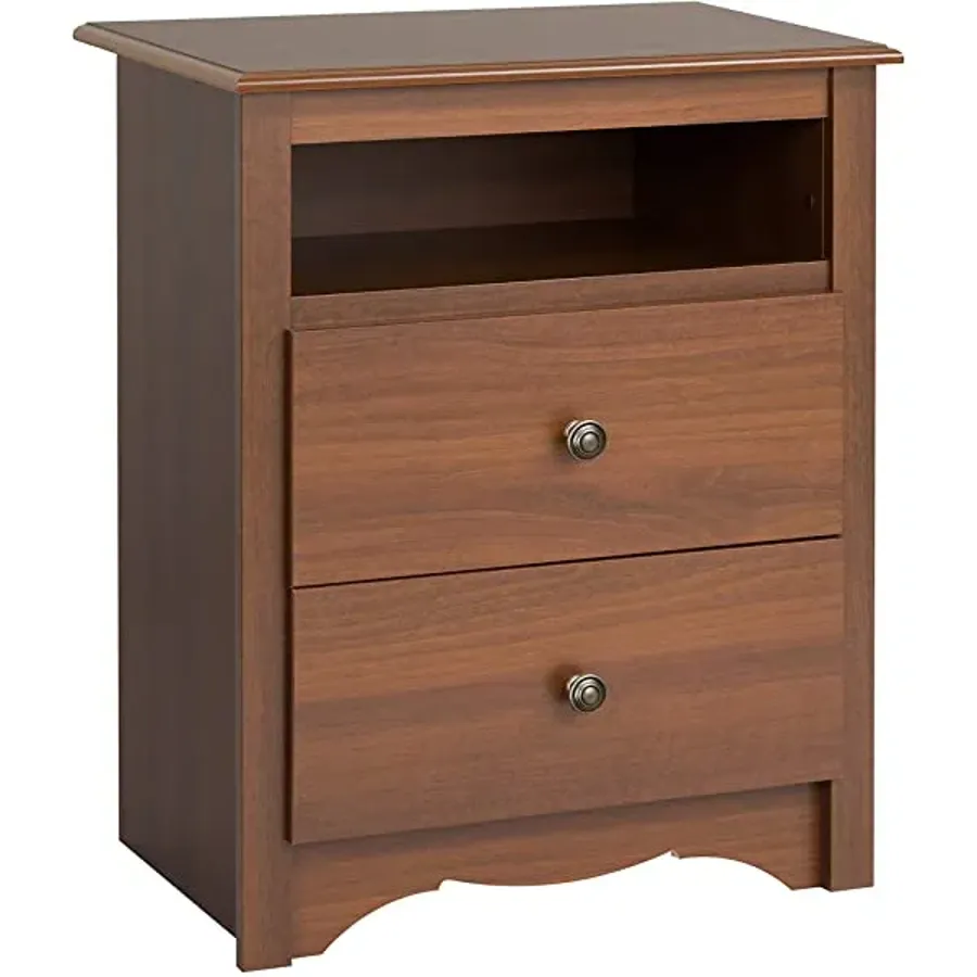 2 Drawer Nightstand with Open Shelf