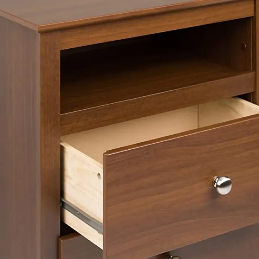 2 Drawer Nightstand with Open Shelf