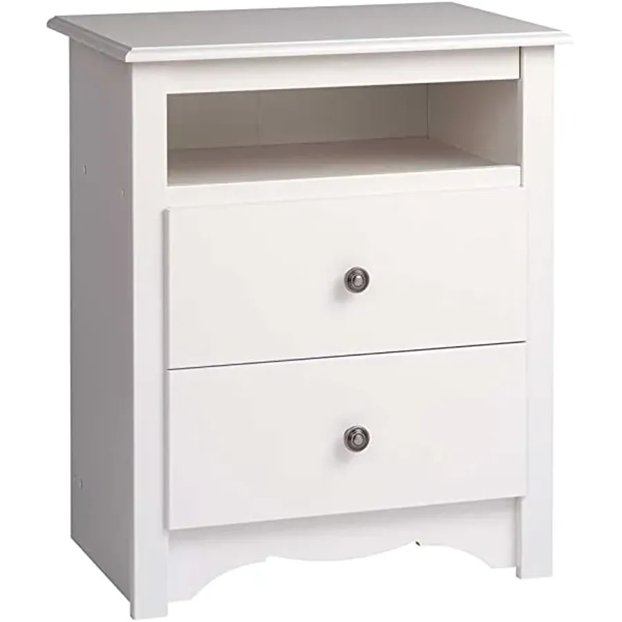 2 Drawer Nightstand with Open Shelf