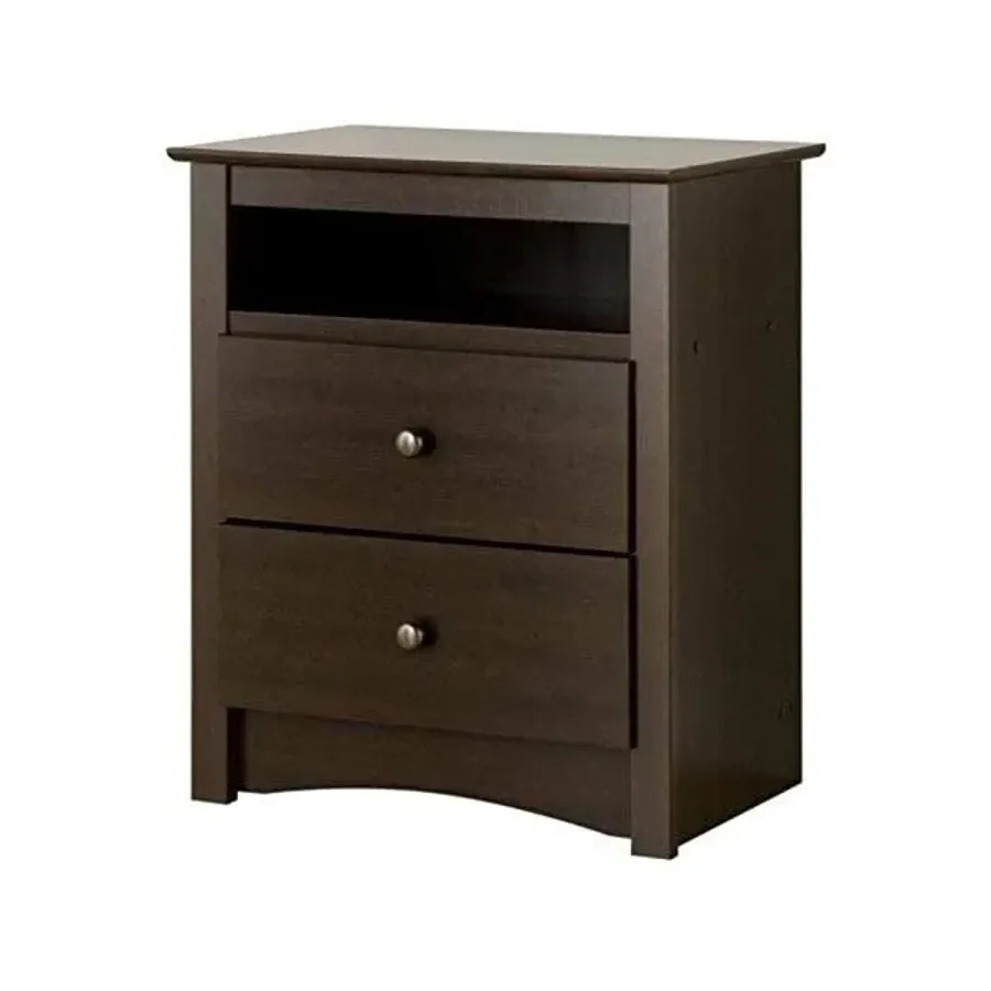 2 Drawer Nightstand with Open Shelf