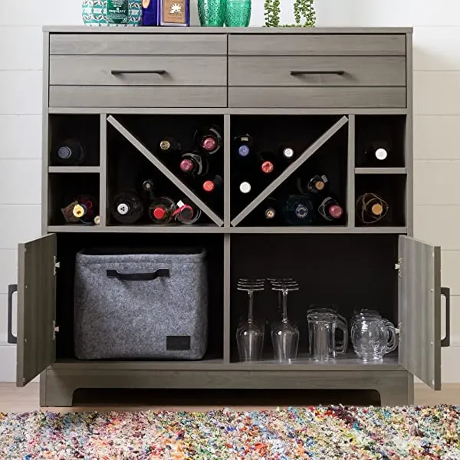 Bar Cabinet with Liquor and Wine Bottle Storage