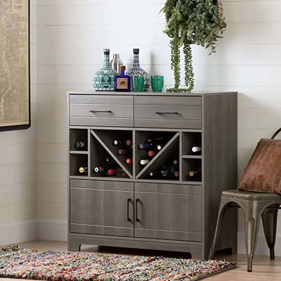 Bar Cabinet with Liquor and Wine Bottle Storage