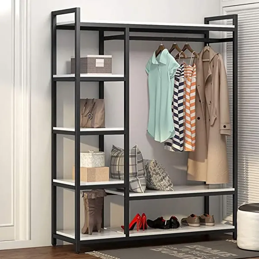 Free-Standing Closet Organizer - Heavy Duty Clothes Closet - Black