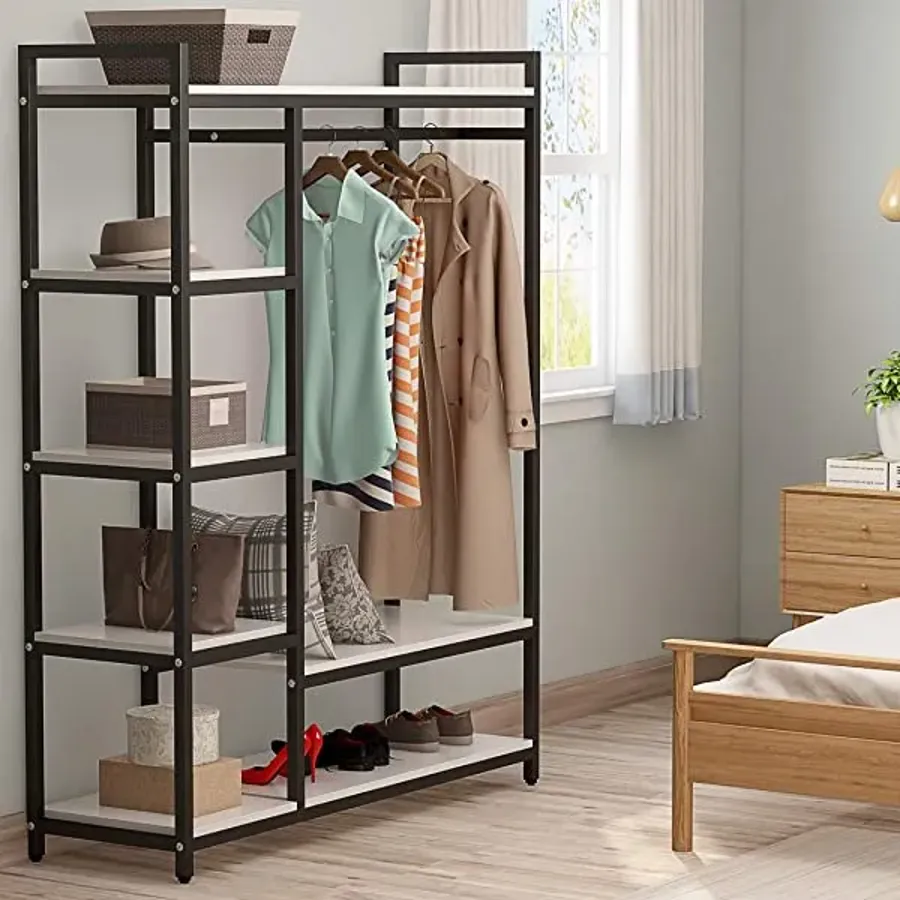 Free-Standing Closet Organizer - Heavy Duty Clothes Closet - Black