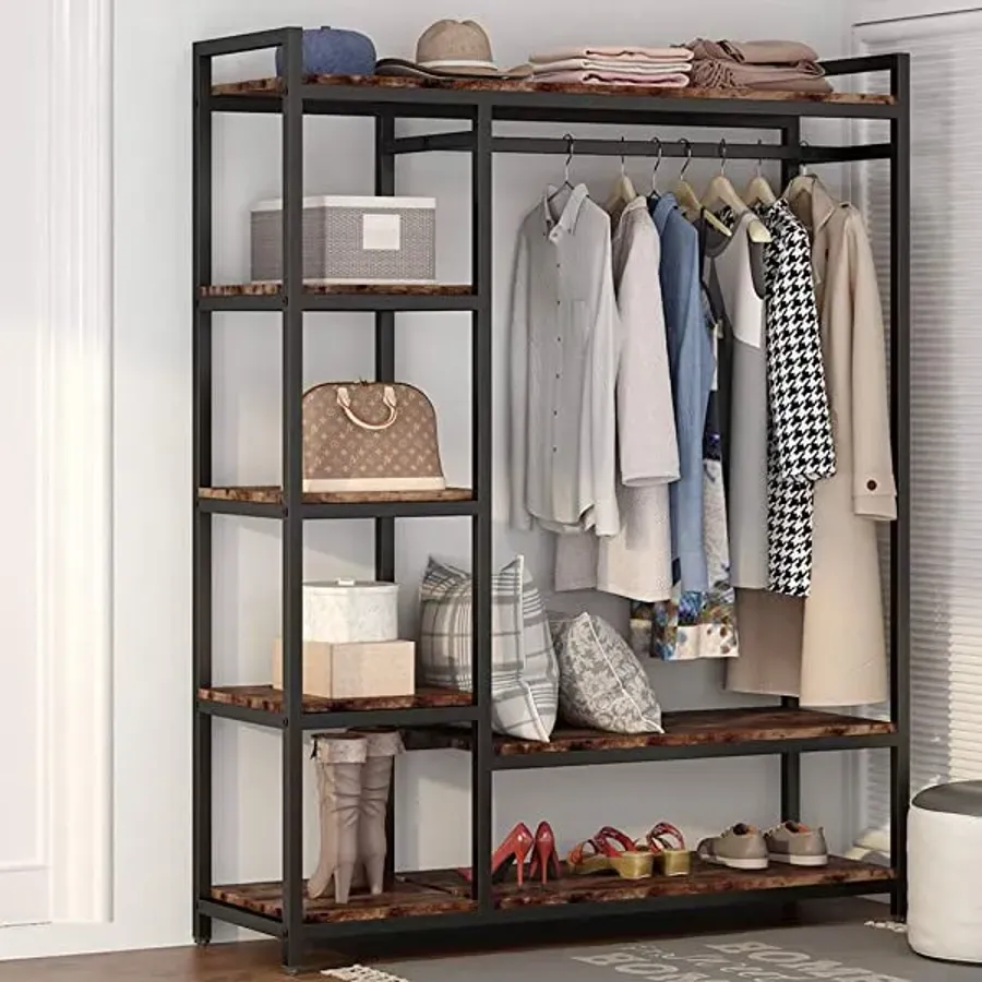 Free-Standing Closet Organizer - Heavy Duty Clothes Closet - Black