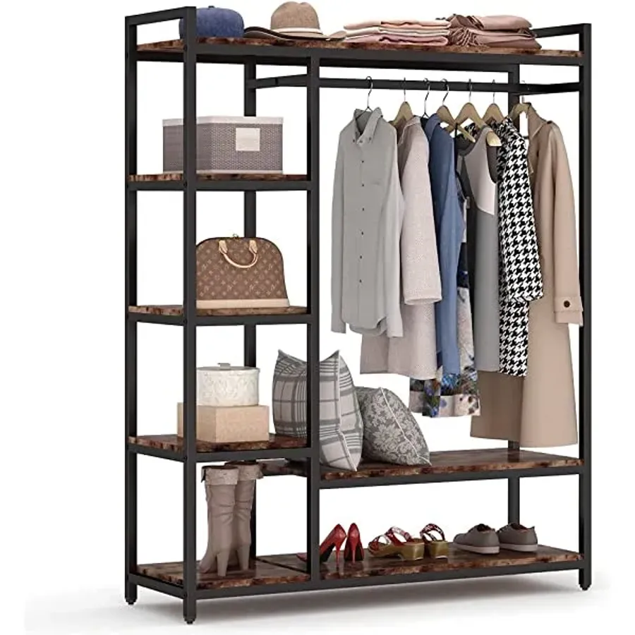 Free-Standing Closet Organizer - Heavy Duty Clothes Closet - Black